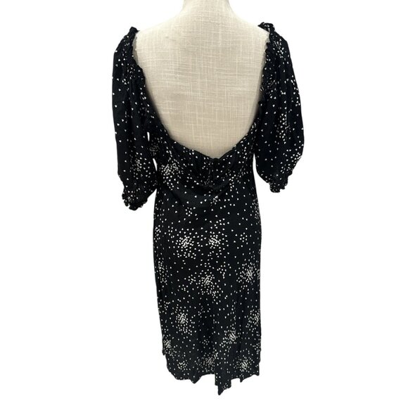 Anthropologie Black With White Hearts Sweetheart Dress L - Picture 5 of 9